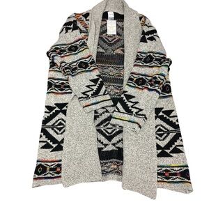 Geometric Patterned Open Front Cardigan Size 2x